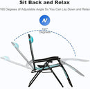 Nazhura Set of 2 Relaxing Recliners Patio Chairs Adjustable Steel Mesh Zero Gravity Lounge Chair Beach Chairs with Pillow and Cup Holder (Light Blue Stripe) by CozyNest Decor