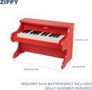 ZIPPY Kids Piano Keyboard, 25 Keys Digital Piano for Kids, Mini Music Educational Instrument Toy, Wood Toy for Toddlers Girls Boys (Red) by TinyTreasures Baby Boutique