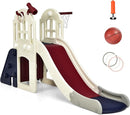 BABY JOY Toddler Large Slide, 6 in 1 Slide for Kids with Basketball Hoop, Ring Toss, 2 in 1 Convertible Climbing Way, Freestanding Kids Slide Climber Set for Indoors Outdoor Boys Girls Gifts Present by TinyTreasures Baby Boutique