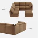 mopio Oversized Modular Sectional Sofa with Fully Removable Covers and Storage, Convertible U & L Shaped Sectionals, Modern Cloud Couch with Ottoman Chaise (Hazelnut Velvet, 6 Seats, L) by CozyNest Decor