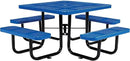 Global Industrial 46" Square Picnic Table, Perforated Metal, Blue Thermoplastic Coating, Attached Benches, 1-1/2” Umbrella Pole Hole, Outdoor-Rated, 1200 lb Capacity by GreenHaven Gardens