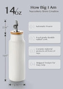 Nucookery Ceramic Olive Oil Dispenser Bottle for Kitchen, 14 oz Opaque Vinegar Dispenser Bottle, Large Capacity Cooking Oil Container for Storage Vinegar, Soy Sauce, Coffee Syrup, White by CozyNest Decor