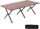 Folding Camping Table, 48Inch Lightweight Roll-Up Table Aluminum Low Portable Picnic Table with Carrying Bag for Outdoor, Beach, Picnic, Backyards, BBQ and Party Walnut Color by GreenHaven Gardens