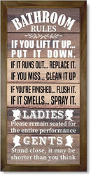 Rustic Bathroom Decor Rules Wood Sign, Frame Western Bathrooms Decors, Farmhouse Bathroom Décor, Rustic Bathrooms Door Rules Décor Sign by CozyNest Decor