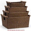 The Basket Lady Pole Handle Wicker Storage Basket, Extra Large, 20 in L x 16 in W x 10 in H, Antique Walnut Brown by GreenHaven Gardens