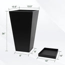 Tall Metal Planter 26" H - 2 Pack, Tall Planters with Removable Insert Shelve & Saucer Trays, Metal Outdoor Planters for Porch, Garden, Patio, Yard(Black) by CozyNest Decor