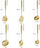 304 Stainless Steel Cooking Utensils,6 Pcs Kitchen Cooking Utensils Set with Spatula, Solid Spoon, Ladle, Skimmer, Spaghetti Spoon,Dishwasher Safe(Gold) by CozyNest Decor