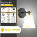 Hamilyeah Black and Gold Wall Sconces Set of 2, Modern Industrial Bathroom Sconces Wall Lighting with Milk Glass Shade, Wall Sconce Lighting Fixture for Living Room, Kitchen, Fireplace, Hallway by CozyNest Decor