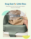 HOMEAL Toddler Booster Seat for Dining Table - Booster Seat for Kitchen Chair with Easy-Install Straps - Wipeable Surface & Removable Cover Easy to Clean -Breathable Fabric - Sage by TinyTreasures Baby Boutique