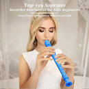 Soprano Recorder for Kids Beginners, German Fingering, C Key, 3 Piece with Cleaning Rod, Bag, Fingering Chart (Blue)… by TinyTreasures Baby Boutique