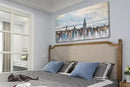 Arjun Cityscape Wall Art New York City Skyline Buildings Picture Modern Abstract Grey NYC Skyline Birds Painting Framed Artwork for Bedroom Living Room Bathroom Home Office Decor, Large Size 40"x20" by CozyNest Decor
