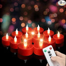 Tea Light Candles with Remote Control,50pack Flickering Flameless LED Candle,Long Lasting 400+Hours,Battery Operated with Timer for Home Decoration Seasonal &Festival Celebration Red by GreenHaven Gardens