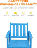 HDPE Patio Dining Set, 5-Piece Outdoor Table and Chairs with Umbrella Hole, Modern Outdoor Dining Set for 4, HDPE Outdoor Patio Furniture Dining Sets for Deck, Poolside, Porch, Sky Blue by CozyNest Decor