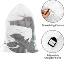 Mesh Laundry Bags with Adjustable Shoulder Strap, 24" x 36" Heavy Duty Nylon, Drawstring Closure, 3-Pack, Mixed Colors by TinyTreasures Baby Boutique