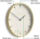 NEWGATE® Mr Clarke Wall Clock | Large Scandi Inspired Plywood Clock | 16 inch | Pale Wood case with Designer dot dial | Modern Minimalist Design for Kitchen, Living Room or Office by CozyNest Decor