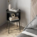 Modern Side Table,Round end Table with Open Storage,Metal nightstand,Bedside Table for Living Room,Bedroom by CozyNest Decor