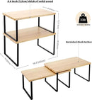 Bamber Large Cabinet Shelf Organizers Solid Wood Spice Rack Organizer for Cabinet Kitchen Countertop Storage, 16.5x10 Inches, Set of 2 by CozyNest Decor