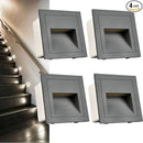 4Pack 3W LED Recessed Light120V Step Lights Warm White 3000K IP65 Waterproof Recessed Wall Light Staircase Light lamp, Inside Outside Garden Balcony Corridor, Aluminum,Grey by GreenHaven Gardens