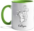 Rabbit Animal Coffee Cup Gift For Men Women Kids Children, Personalized Rabbit Lover Accent Teacup, Cute Rabbits White Coffee Mug 11 Oz 15 Oz, Custom Name Animal Rabbits Travel Mug Gift For Birthday by TinyTreasures Baby Boutique