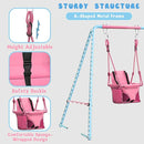 2-in-1 Toddler Swing Set with Metal Stand, Safety Belt & 4 Anchors - A-Frame Swing for Kids 6 Months+ (Pink, Indoor/Outdoor Backyard Playground) by TinyTreasures Baby Boutique