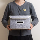 PRANDOM Stackable Storage Boxes with Lids [5-Pack] Fabric Decorative Storage Bins Cubes Organizer Containers Baskets with Cover Handles Divider for Bedroom Closet Living Room Grey 9.8x7.9x6.7 Inch by TinyTreasures Baby Boutique