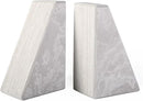 Marble Bookends for Heavy Books, Decorative Book Ends for Shelves, Durable and Heavy-Duty Bookends for Hardback Book & CDS, Off-White Unique Books Stopper & Holder, Set of 2 by CozyNest Decor
