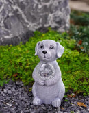 Solar Dog Garden Statues - 8.4 "Dog Decor with Gazing Ball Solar LED Lights, Unique Gifts for Mom Grandma Birthdays, Outdoor Decor for Outside Lawn Porch Patio (Gray) by GreenHaven Gardens