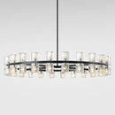 Modern 48 in Black Round Chandelier Light Fixture, Crystal Chandeliers for Dining Room, Living Room, Wagon Wheel Chandelier Over Table Chandeliers for Bedroom,Foyer,Includes 48xG4 Bulbs by CozyNest Decor