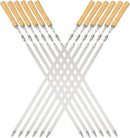 Large Size Kabob Skewers Flat Metal BBQ 22" Barbecue Skewer Wooden Handle Stainless Steel Shish Kabob Stick Wide Reusable Grilling Set Meat Shrimp Chicken Vegetable Kebab Fork Sausage-12PCS by GreenHaven Gardens