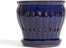 rePotme 6" Pinwheel Fluted Ceramic Plant Pot (Midnight Blue) - Great for Orchids, All Indoor Plants - Includes Matching 6 inch Slotted Pot Liner by GreenHaven Gardens