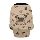 Binienty Brown Dog Paw Prints Infant Carseat Canopy for Boys Girls - Pug Animal Stretchy Breathable Soft Infants Stroller Cover Cozy Car Seat Covers by TinyTreasures Baby Boutique