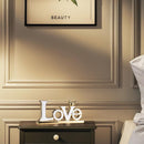 Love Sign Decoration - White & Gold Modern Bird Sculpture Statue, Personalized Love Decor for Living Room, Bedroom, Desktop by CozyNest Decor