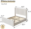 HOMBCK Full Bed Frame Upholstered Bed with Vertical Channel Tufted Headboard & Footboard/Wooden Slats/No Box Spring Needed/Easy Assembly, Cream by CozyNest Decor