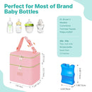PIIOSER Breast Milk Storage Cooler Bag with Ice Pack, Fits 4 Baby Bottles Up to 5 Ounce, Small Insulated Breastmilk Cooler Travel Bag with Handle Buckle for Nursing & Working Mom Daycare(Pink-XS) by TinyTreasures Baby Boutique