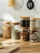 Glass Food Storage Jars, Glass Jars with Bamboo Lids, Kitchen Storage Jars, Canisters with Airtight Lids for Spice, Coffee, Cookie, Set of 5, Pantry Organizers by CozyNest Decor