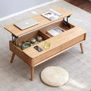 100% Solid Wood Lift Top Coffee Table for Living Room, Mid Century Modern Tables with Drawers and Large Storage, Oak Coffee Tables for Small Spaces (Oak Wood Log, 39.37" W x 21.65" D x 25.59" H) by CozyNest Decor