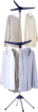 Clothes Drying Rack Foldable, 74.8 inch 2 Tier Laundry Drying Rack with Rotating Clothes Rail for 54 Pieces of Clothes, Space Saving, Indoor, Stainless Steel, Blue and Silver CDR002Q01 by TinyTreasures Baby Boutique