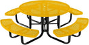 Heavy-Duty Portable Outdoor Kids Table with Umbrella Hole, Punched Steel Kids Picnic Table, Commercial-Grade, Made in America (46 in, Round, Childrens, Textured Yellow) by GreenHaven Gardens