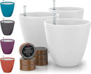 GARDENIX DECOR Self Watering Pots for Indoor Plants 3 Pack - Flower Pot with Water Level Indicator for Plants, Grow Tracking Tool - Self Watering Planter Plant Pot - Coco Coir - White by GreenHaven Gardens