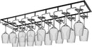 Xverycan Wine Glass Rack Under Cabinet, 8 Row Extreme Large Stemware Hanger, Metal Wine Goblet Holder, DIY Bar Glass Storage Rack for Bar Counter, Kitchen, Screws Included (Black) by CozyNest Decor