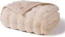 EVERGRACE Ultra Soft Luxury Fluffy Ridgeline Faux Rabbit Fur Throw Blanket, Thick Warm Bubble Throw for Bed, Cozy Plush Reversible Blankets for Couch, Chair, Sofa, Cream, 80x90 Inches, 870 GSM by CozyNest Decor