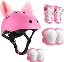 Kids Bike Helmet with Knee Elbow Wrist Pads Guards,Pink,for Ages 2-3-5-8-14,Sports Bicycle,Skate Scooter,Rollerblading with Unicorn Sticker by TinyTreasures Baby Boutique