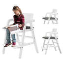 Solid Wood High Chair for Toddlers to Teens, Adjustable Height Toddler Dining Chair, Easy to Clean Toddler Highchair with Removable PU Cushion for Dining, Studying, Step Tool, White by TinyTreasures Baby Boutique