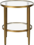 Henn&Hart 20" Wide Round Side Table with Glass Shelf in Antique Brass, Table for Living Room, Bedroom by CozyNest Decor