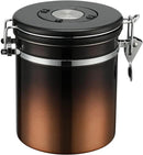 malmo Coffee Canister, Airtight Coffee Container with Date Tracker Lid, Stainless Steel Canister for Kitchen Food Storage (Black-Copper, 16oz) by CozyNest Decor