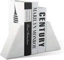 Marble Book Ends Decorative, Unique Bookends for Shelves, White Stone Bookends Holds Heavy Books, Weighted Book Holder Stopper for Home Office Desk Bookshelf Decoration, Set of 2 by CozyNest Decor