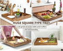 Extra Large Square Wood Tray, Generously 22" Acacia Serving Trays for Large Ottoman Coffee Table, Giant Square Shape Sofa Tray with Handles, Kitchen Organizer Storage Trays Huge Counter Serveware by CozyNest Decor