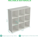 9-Cube Storage Shelf Bookcase - Wooden 3-Tier Floor Standing Open Bookshelf for Home and Office, Display Cabinet, Warm White by CozyNest Decor