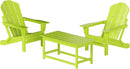 WO Home Furniture Adirondack Chairs Table Set of 3 PCS Outdoor Folding Chairs Coffee Table Weather/UV Resistant for Lawn, Garden, Bon Fire, Balcony (Lime) by GreenHaven Gardens