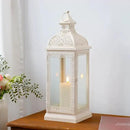 TRIROCKS Rustic Style Metal Candle Lantern 19'' High Decorative Hanging Lantern Candle Holder with Tempered Glass for Christmas Living Room Garden Yard Patio Parties Events Indoors Outdoors(Cream) by CozyNest Decor